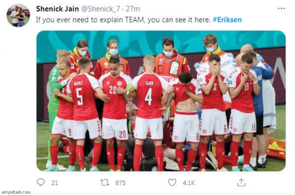 سقوط إريكسن..
181 ألف تغريدة ومنشور